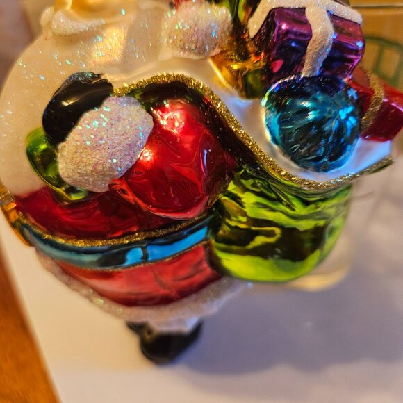 glassware art studio jolly Santa ornament 6.5' made in Poland - Picture 9 of 11